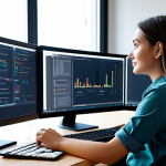 A professional female software engineer, wearing a modest business casual outfit, sits at a sleek, minimalist desk in a modern, sunlit tech office. Her monitor displays abstract representations of web components with styles flowing from global CSS Custom Properties and design tokens. The atmosphere is calm and focused, with warm ambient lighting. Fully clothed, appropriate attire, safe for work, perfect anatomy, correct proportions, natural pose, well-formed hands, proper finger count, natural body proportions, professional photography, high quality, family-friendly.