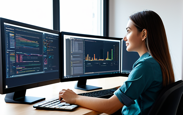 A professional female software engineer, wearing a modest business casual outfit, sits at a sleek, minimalist desk in a modern, sunlit tech office. Her monitor displays abstract representations of web components with styles flowing from global CSS Custom Properties and design tokens. The atmosphere is calm and focused, with warm ambient lighting. Fully clothed, appropriate attire, safe for work, perfect anatomy, correct proportions, natural pose, well-formed hands, proper finger count, natural body proportions, professional photography, high quality, family-friendly.