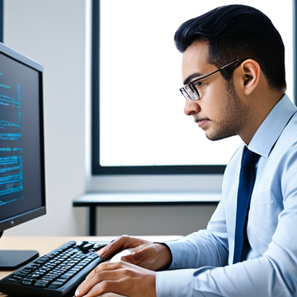웹 컴포넌트의 보안 고려 사항 - **Prompt:** A cybersecurity professional, fully clothed in appropriate business attire, analyzing co...