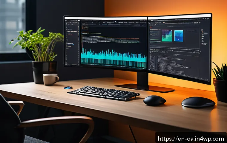 웹 컴포넌트에서의 데이터 바인딩 이해 - A modern web developer workspace featuring a sleek desk with multiple high-resolution monitors displ...